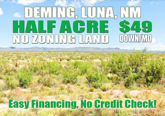 No Zoning Land - Half Acre in Luna, NM for Only $49 Down/Month! No Credit Check!