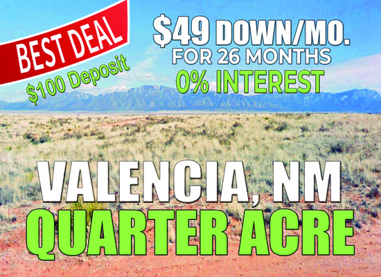 Quarter Acre in Los Lunas, Valencia County, NM! Only $49 Down/Month