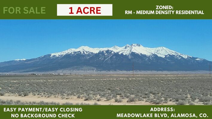 1 acre Colorado Land in Alamosa~ Your Getaway Place $150 DP!