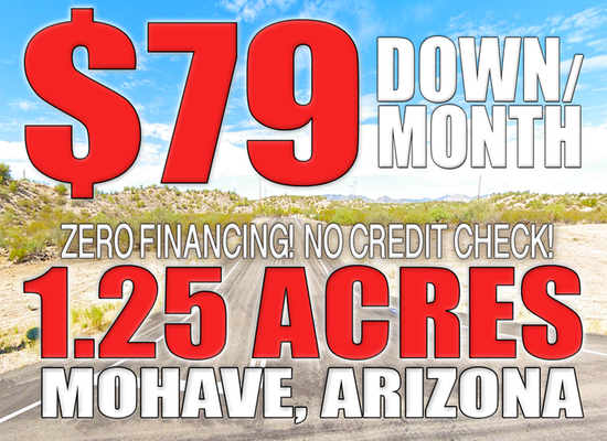$79 Down/Month – Beautiful 1.25 Acres in Lake Havasu, Mohave, AZ!