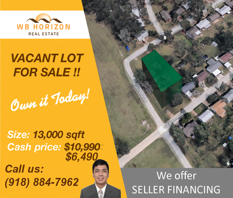 211 W Gordon Ave, Sapulpa OK: 13,000 sqft corner lot. Worth 18,500 - our price: $6,490!