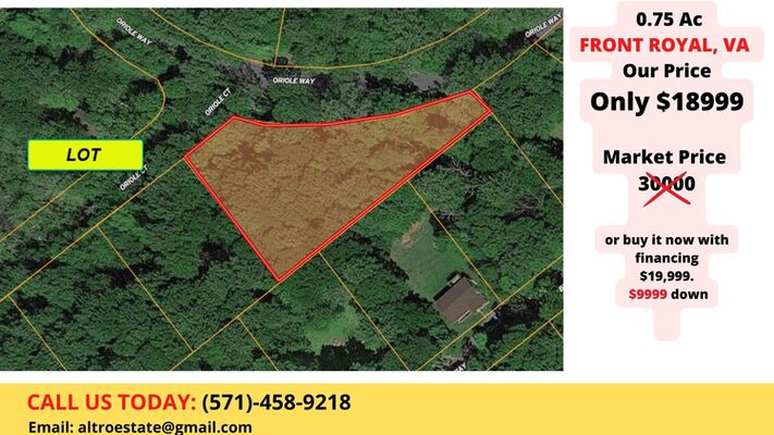 PRICE REDUCED!!! Excellent building lot in the Front Royal. 0.75 ac