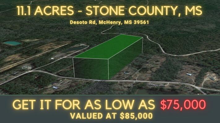 Create your Own Paradise on this 11.1-Acre Land For Sale in Stone County, MS!