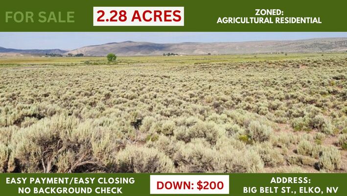 Awesome 2 adjoining 1.14 acre lots in Elko NV Just $200 Down