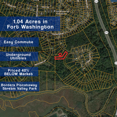 1.04 Acre Near Piscataway Creek and Fort Washington Park! Nearby Land sold for $89K. This Lot Can Be Yours For Only $49,950!!