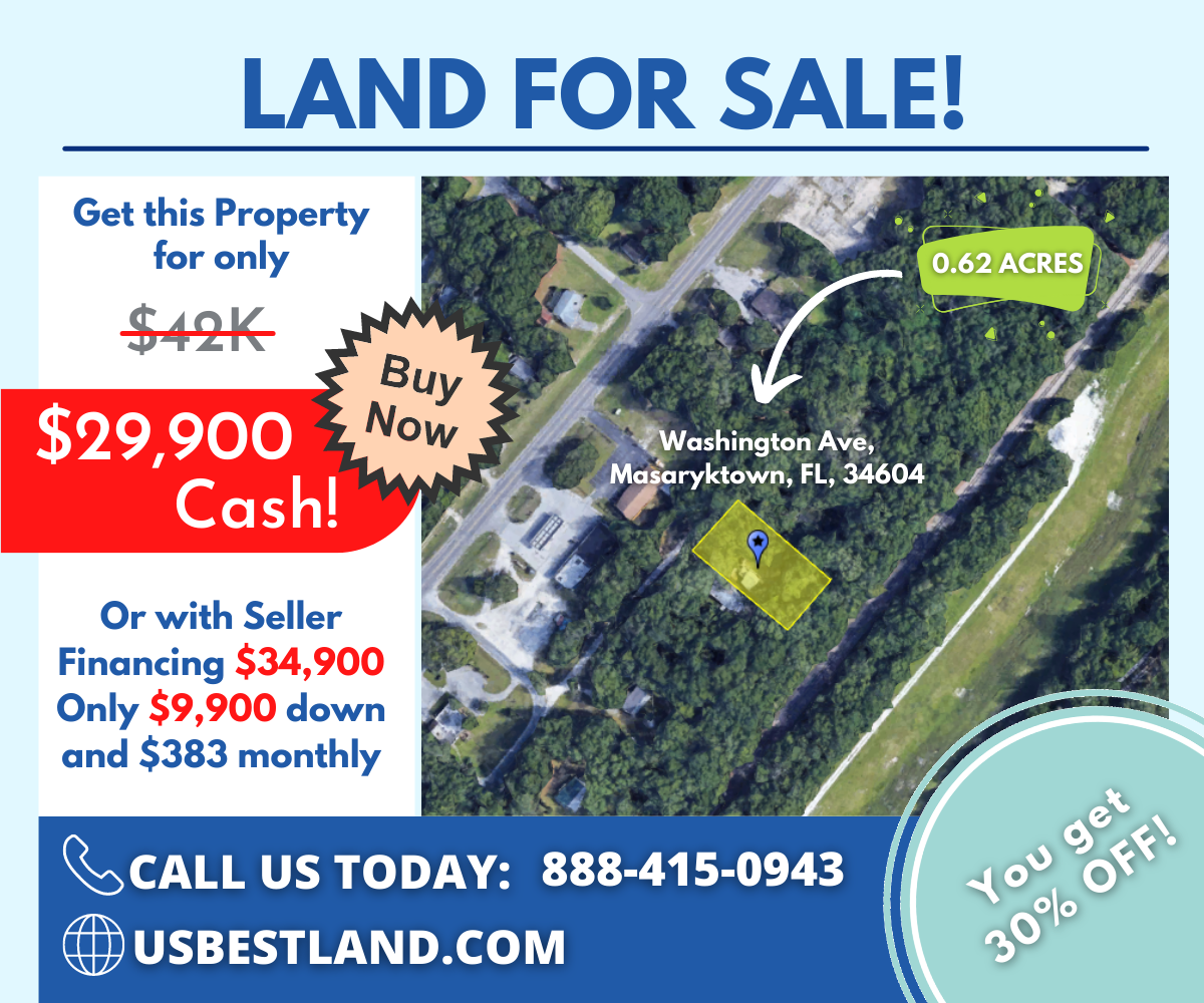 SAVE 30%!! Build your Residential  – Single Family home with this fantastic 0.62 acres land! Seller Financing Available!