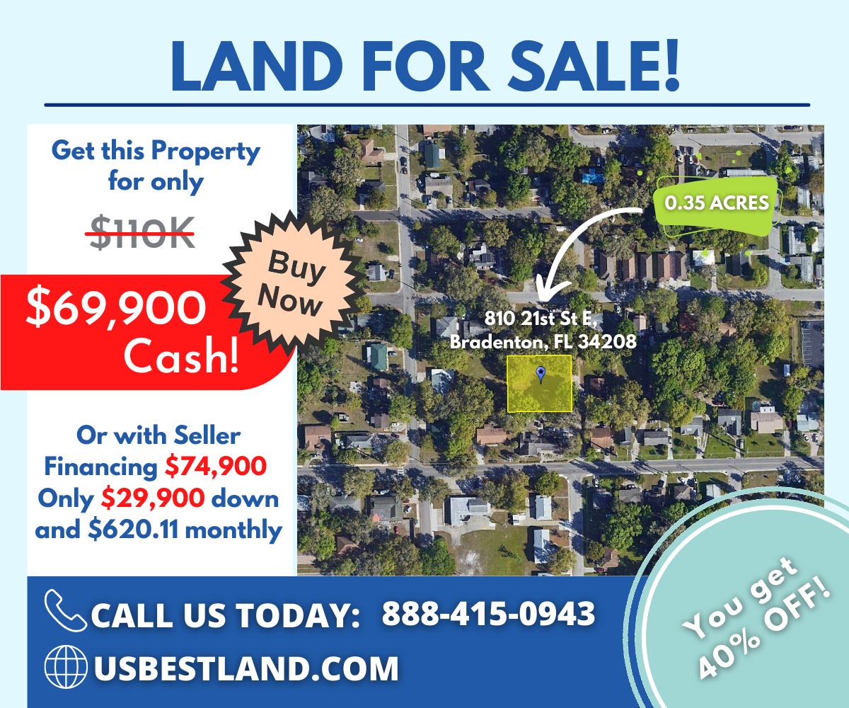 0.35 Acres Buildable Lot in Bradenton, FL—No Subdivision Restrictions—Comps at $89,500 and Up! BUY TODAY FOR ONLY $69,900!!