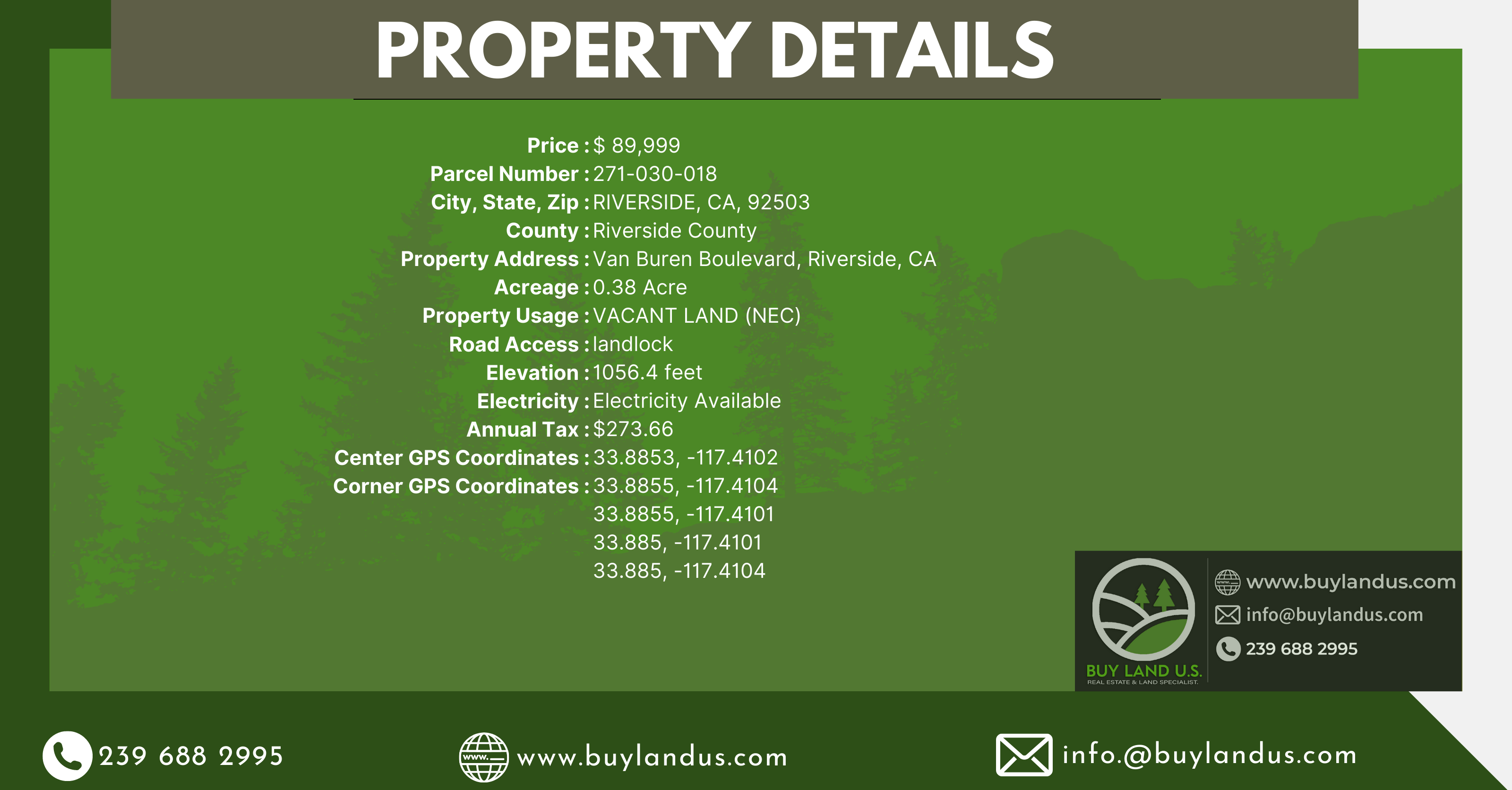Mauldin Ln, Riverside, Riverside, California, US, 92504 Land for Sale